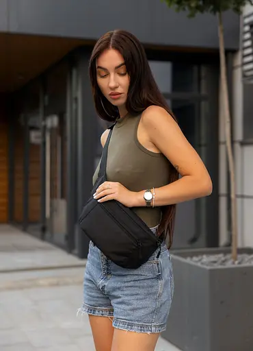 Женская сумка на пояс бананка Sambag Tirso Max черный 38×17×6 см (80341065) - фото 2