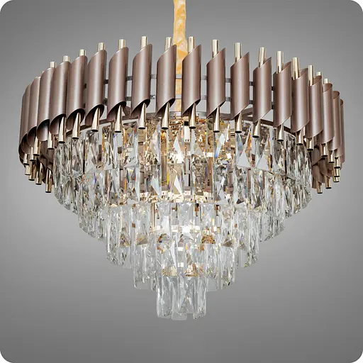 Люстра кришталева світлодіодна 517 Dlight на 11 ламп E14 Золото Коричневий (02021) - фото 1