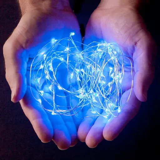 Гирлянда Роса Нить 50 LED на батарейках 5 м Синий - фото 4