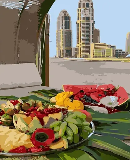 Набір для розпису по номерах Фруктова нарізка, Strateg, 40x50 см, HH014