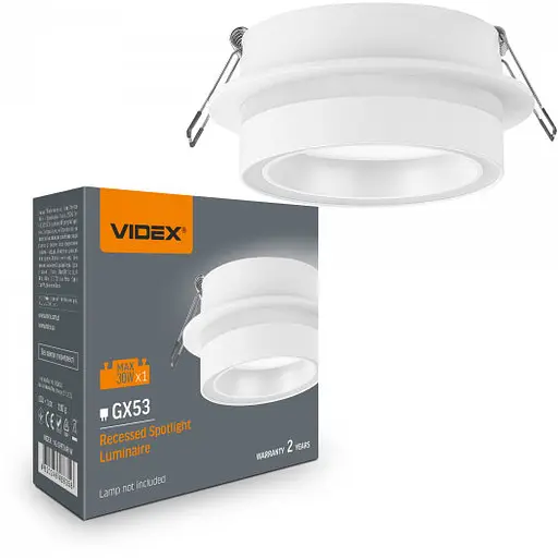 Світильник Videx під лампу GX53 врізний Білий (VL-SPF34R-W) - фото 1