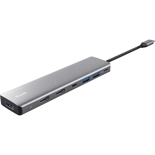 USB-хаб Trust Dalyx 7-в-1 USB-C 2xUSB-A 3.2/2xUSB-C/2xHDMI/Display Port, алюминий, 0,16 м, серый (25661_TRUST) - фото 2