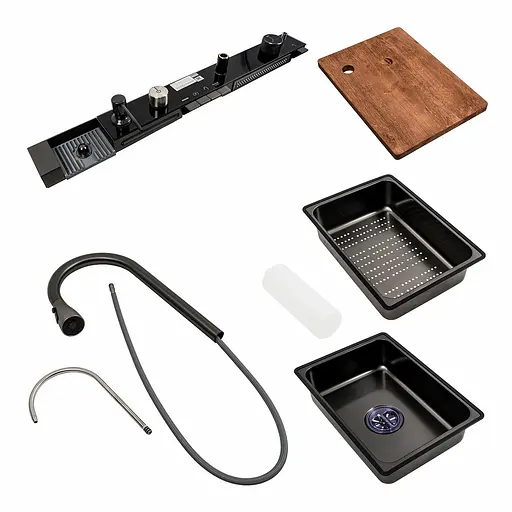 Кухонна мийка чорна PVD 75x46E Platinum Handmade Водоспад Whale, Чорний - фото 2