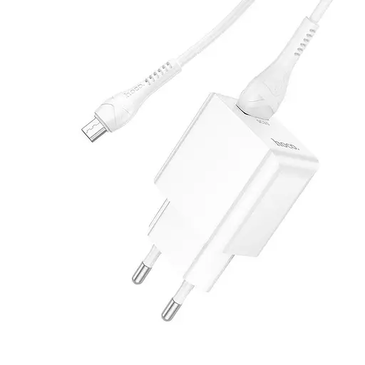 Комплект зарядний блок і кабель Hoco Proton C98A Micro USB Cable 1USB 18W білий - фото 2