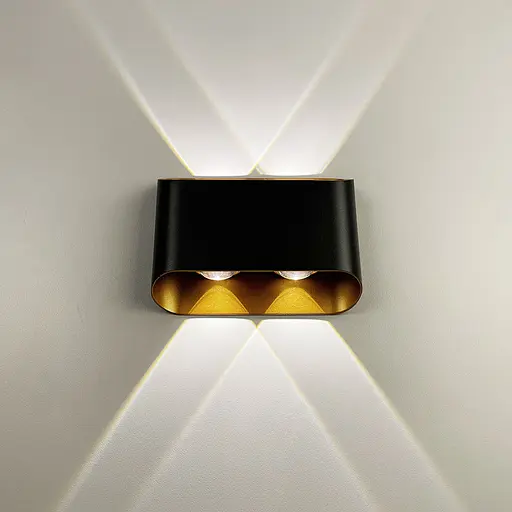 Світильник на 4 лінзи у чорно-бронзовому корпусі 4000K IP 54 | Line F | Арт. W045/4 BK+GD - фото 3