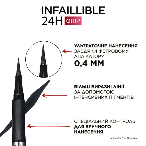 Підводка для контурів повік L'Oréal Paris Infaillible Grip ультратонка матова чорна 1 мл (AA490700) - фото 2
