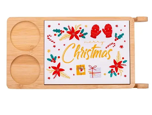 Набор пиал Elisey 6020-005 34x17x4 см на бамбуковой подставке сани с керамической досточкой - фото 2