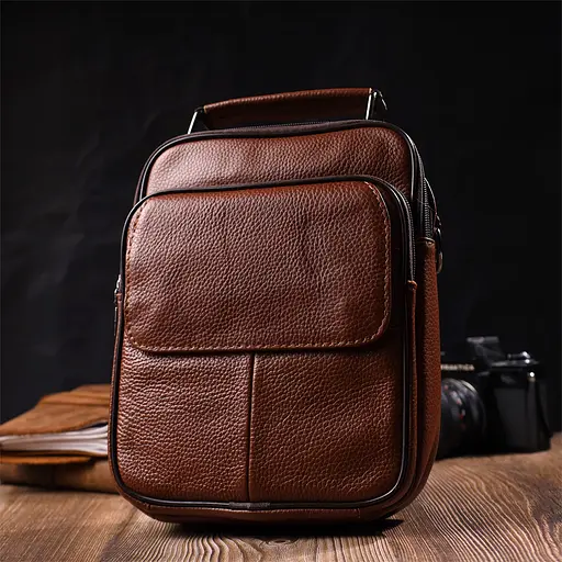 Шкіряна чоловіча сумка Vintage 19х25х6,5 см sum0023578 - фото 7