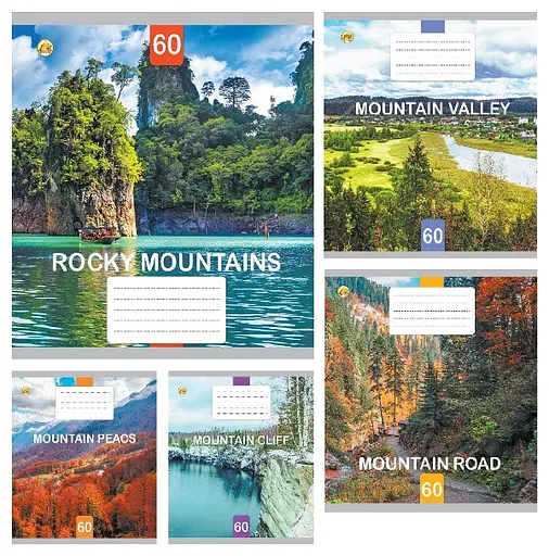 Зошити учнівські 60 аркушів клітинка Тверда 31603 Природа, 10 шт. в упаковці