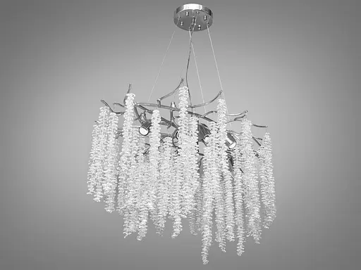 Сучасна кришталева люстра "Гліцинія" , 10 ламп, витягнутої форми, хром - фото 2
