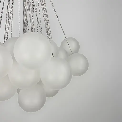 Люстра-пучок Pumpo Bubbles в хромированном корпусе ⌀ 70 см 37 шариков | Ст. J062-800 CH+WT | Line F - фото 6