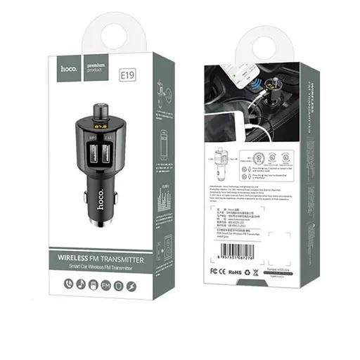 FM-трансмиттер Hoco E19 Smart car wireless FM transmitter 2USB 2.4A Серый - фото 2