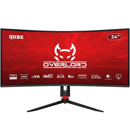 Монітор 34" QUBE Overlord C34UQ180H Curved UWQHD VA 180Hz (C34UQ180H) - фото 1