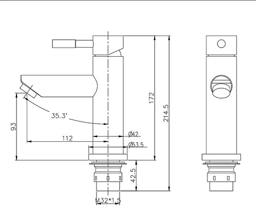 Смеситель для умывальника литой гусак Ø35 Wezer EKO1A-01 1/10 Никель - фото 6