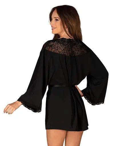 Пеньюар Obsessive Bellastia XL/2XL чорний - фото 2