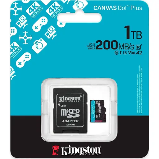 Карта пам'яті Kingston MicroSDXC 1TB UHS-I/U3 Class 10 Canvas Go! Plus R200/W160MB/s + SD-адаптер (SDCG4/1TB) - фото 3