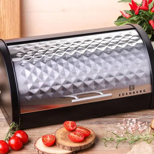 Хлебница Edenberg EB-151 из нержавеющей стали с откидной крышкой  - фото 6