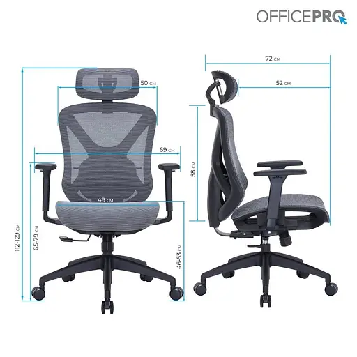 Крісло офісне Officepro AtlasOC630-B-DG-DG Black/Dark Gray (OC630-B-DG-DG) - фото 7