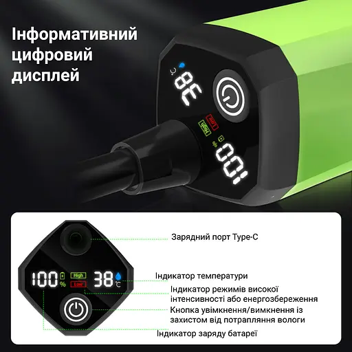 Портативний кемпінговий душ з акумулятором на 6000 mAh Зелений (00251) - фото 2