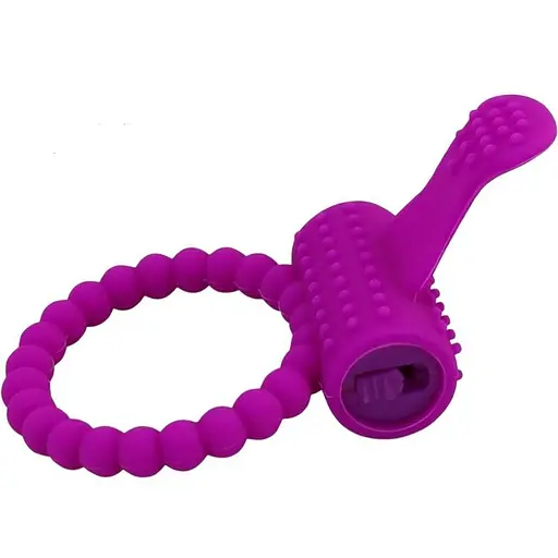 Кільце ерекційне для пеніса з вібратором для клітора фіолетове - фото 1