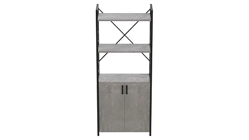 Этажерка 3/60 Ferrum-decor Серии Конект с тумбой 144x60x28 Черный ДСП Бетон (FRD-104448) - фото 4