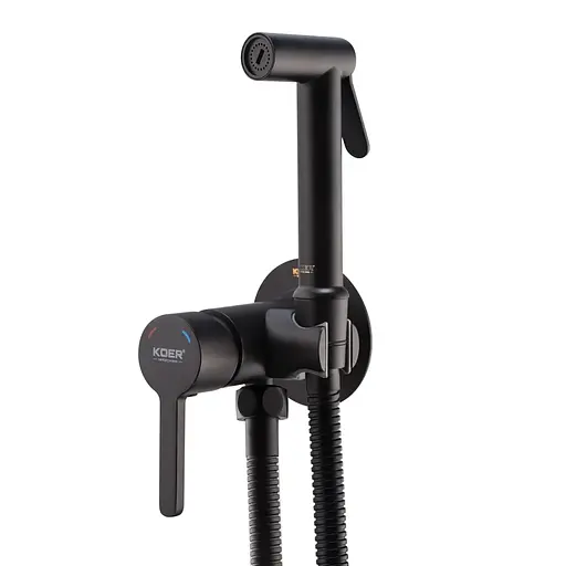 Гігієнічний душ прихованого монтажу Koer KB-23029-05 Black KR5493, Чорний матовий - фото 1