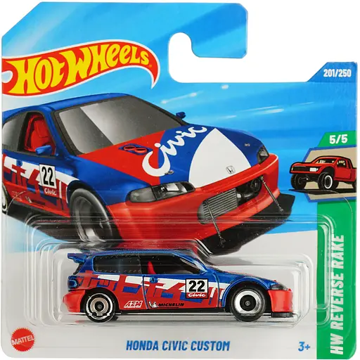 Базовая машинка Hot Wheels Reverse Rake Honda Civic Custom сине-красная (5785) JBB22-N521   