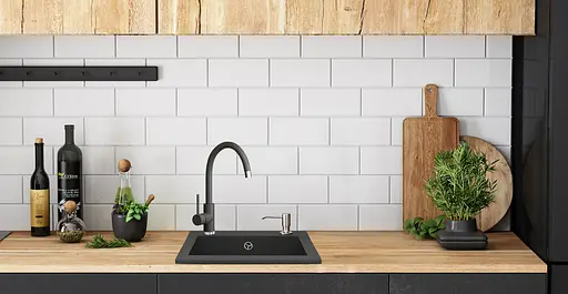 Кухонна мийка гранітна Rea West black metalic ZLE-00121, Чорний - фото 4