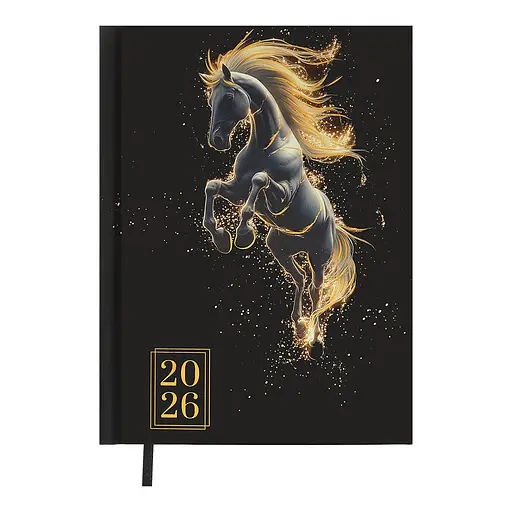Ежедневник датированный Buromax Horse 2026 A5 черный (BM.2189-01)