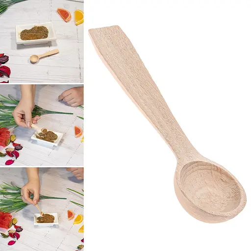 Ложка дерев'яна для цукру, спецій та сипучих продуктів 7.5 см, Woodly Бежевий 86102 - фото 4