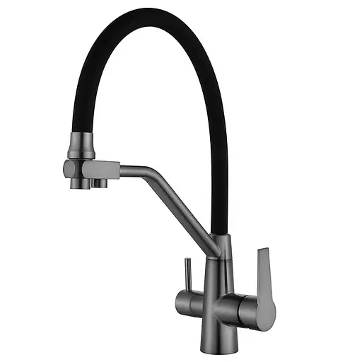 Змішувач для кухні на дві води з гнучким виливом Mixxus FUL-021 graphite MI6115 Графит - фото 1