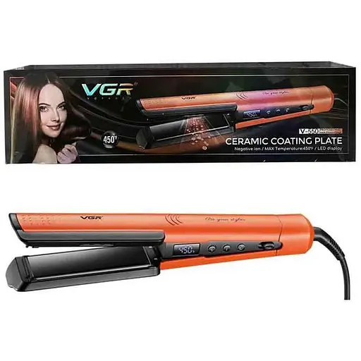 Професійна праска випрямляч VGR V-550 ORANGE з регулюванням температури та керамічним покриттям - фото 3