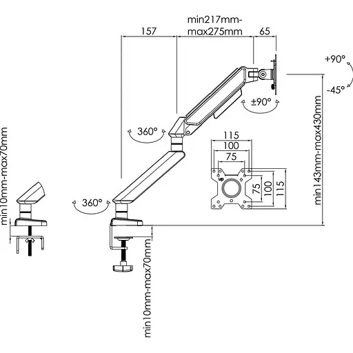 Кронштейн Anda Seat Stealth II 17''-32'' White AD-W-A6D-1S-FW - фото 9