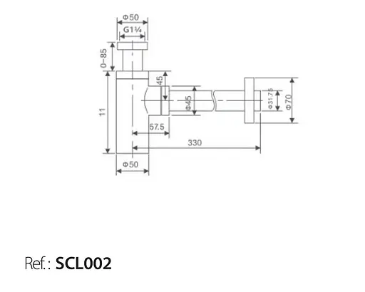 Сифон для умывальника Imex хром SCL002, Хром - фото 2
