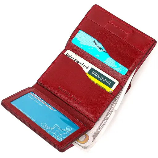 Кожаный женский кошелек Grande Pelle 8х10х1.5 см acs0025869 - фото 4