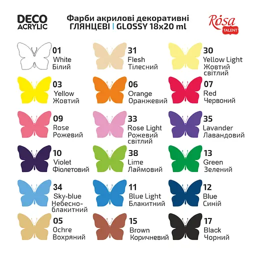 Набір акрилових фарб для декору глянцевий 18×20 мл Rosa Talent - фото 7