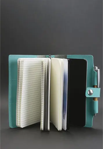 Жіночий шкіряний блокнот (Софт-бук) 4.0 бірюзовий - фото 3