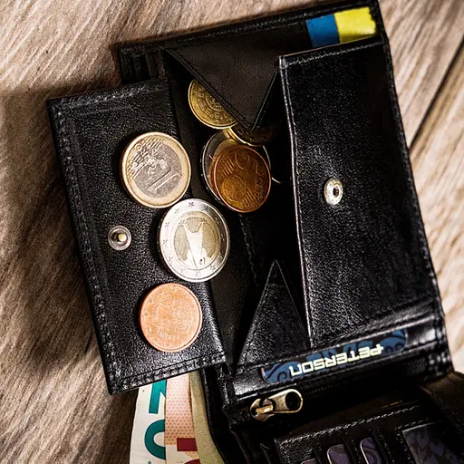 Портмоне мужское кожаное Peterson 304UP черное с гербом в коробке - фото 5