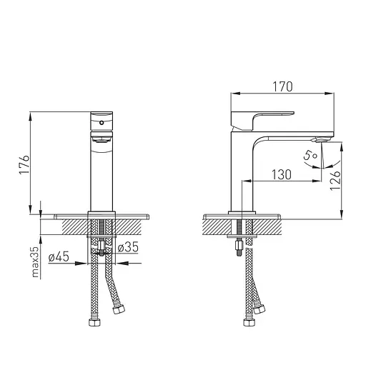 Змішувач для умивальника Volle Leon 26 мм de la noche 1511.010104 Чорний матовий - фото 2