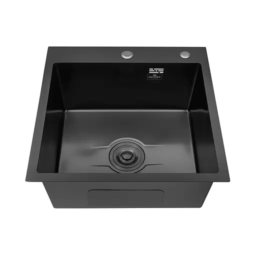 Кухонна мийка Kroner KRP Derby - 5050HM PVD (2,5/0,5 мм) CV027240, Чорний - фото 4