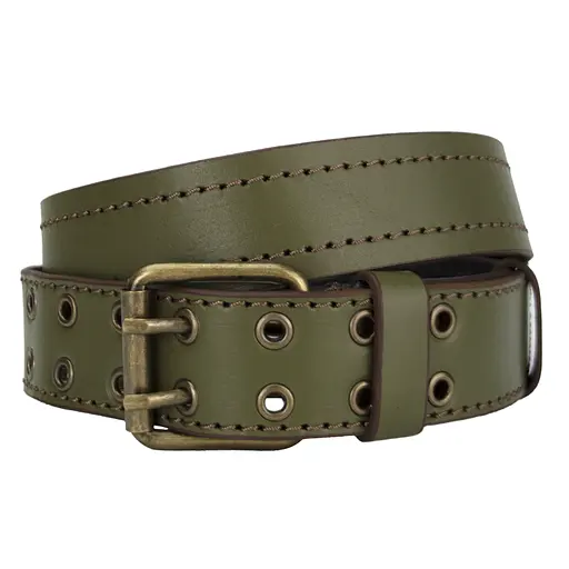 Ремень мужской кожаный хаки JK-4074 (120 см) с люверсами - фото 1
