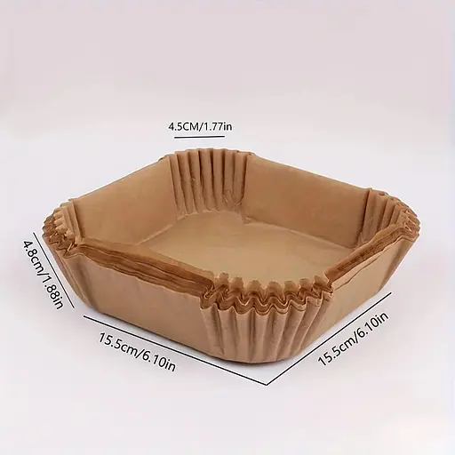 Одноразовые пергаментные формы для выпечки и жарки в аэрофритюре и мультиварке, квадратные, 50 шт Коричневый 88242 - фото 5