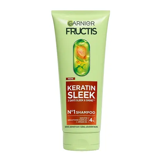 Шампунь для пухнастого та сухого волосся Garnier Fructis Keratin Sleek для розгладження та надання блиску 200 мл - фото 1