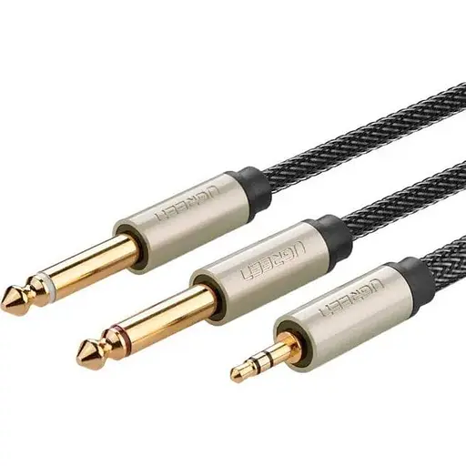 Аудио соединительный кабель Ugreen 3.5 мм TRS to Dual 6.35 мм TS Audio Cable 2 м серый (10615) - фото 1