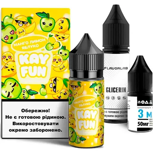 Набір компонентів для самозамісу сольової заправки Flavorlab Kayfun Манго Яблуко Лимон 30 мл, 0-50 мг (18729) - фото 1