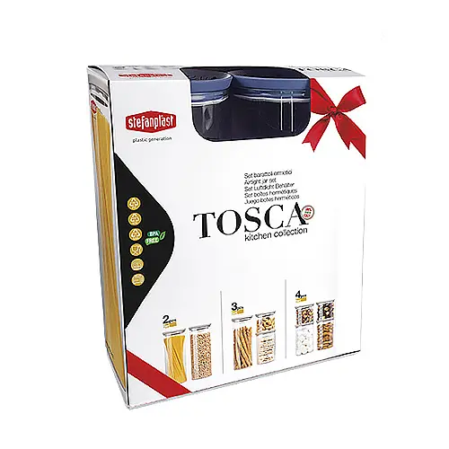 Набор из 3-х круглых герм.емкостей TOSCA бело-синий (0,7л+1,2л+2,2л) (55682) - фото 3