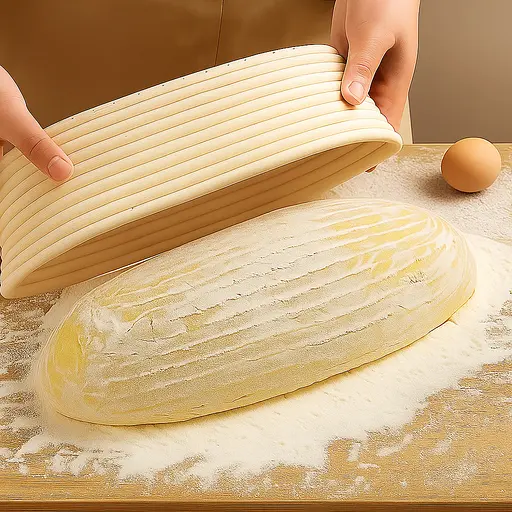 Кошик для вистоювання тіста хліба овальний з натурального ротанга з тканинним чохлом (довжина 30 см), Kitchen Master Бежевий 87928 - фото 2