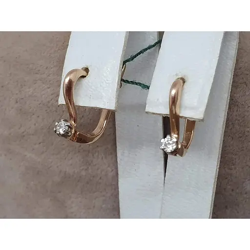 Золоті сережки ЮЗ "Багет" з діамантами. 2578 - фото 2