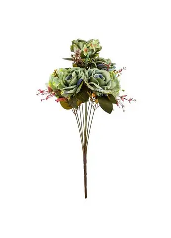 Букет “Квітковий коктейль” (7 бутонів троянд, 4 гортензії), зелений, 51 см (9207-003) Elisey   - фото 2