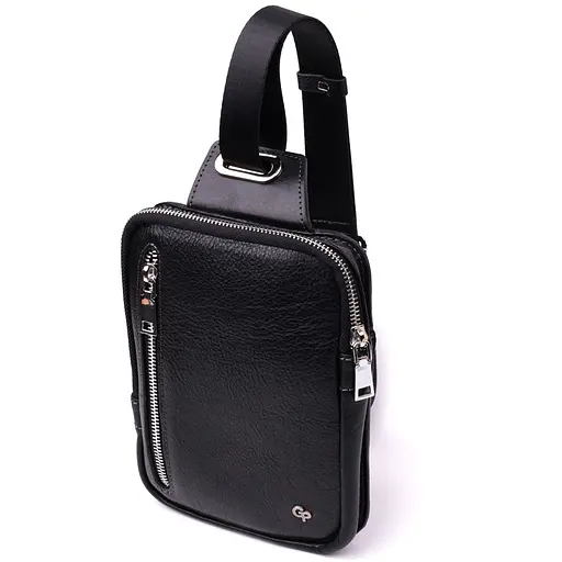 Прямоугольная мужская сумка бананка из зернистой натуральной кожи GRANDE PELLE 15,5х20,5х3,5 см sum0027006 - фото 1